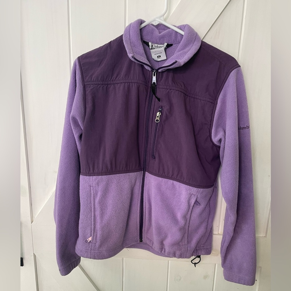 Columbia, medium, jacket. Fleece, fall, bonfire, summer night, purple